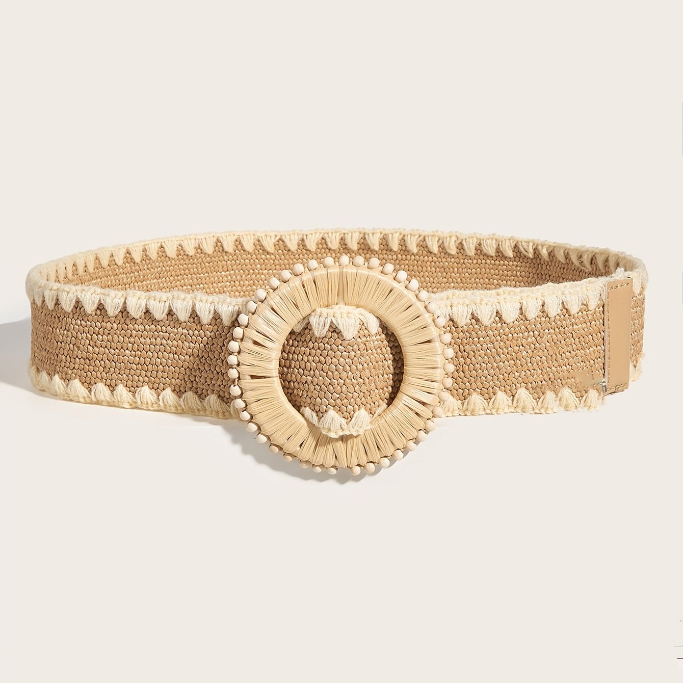 Wool Border Raffia Woven Waist Belts For Women Wide Braided Belts for Women Dress Round Buckle PP Belt