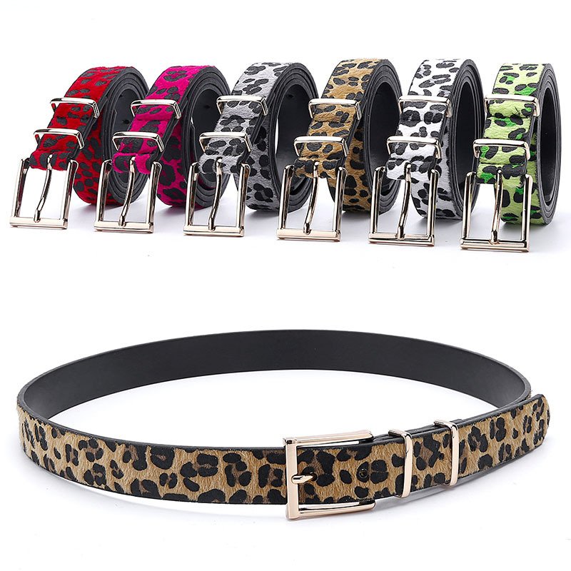 Leopard Print Horse Hair Women Belt Hitch Jeans Belt New Colorful Ladies Belt