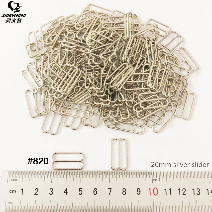 Underwear accessories bra buckles 20mm silver zinc alloy bra strap ring and adjuster