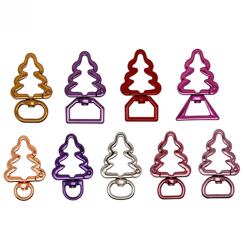 Christmas tree shape Metal spring gate o ring rose gold small snap hook key oval buckle ring for custom key chains