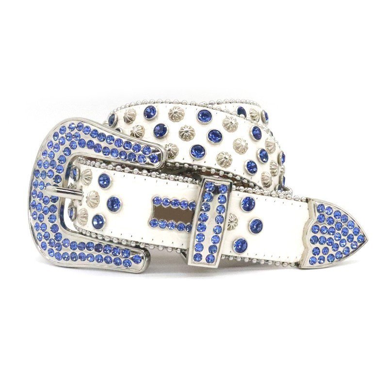 Western Cowboy Bling Bling Rhinestones Belt Studded Belt Three Removable Buckle for Men