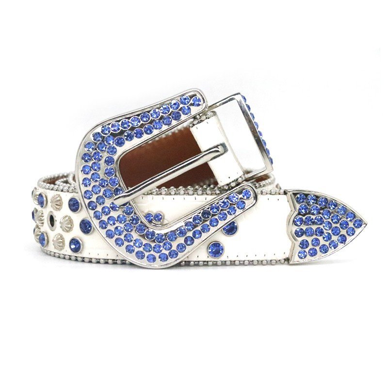 Western Cowboy Bling Bling Rhinestones Belt Studded Belt Three Removable Buckle for Men