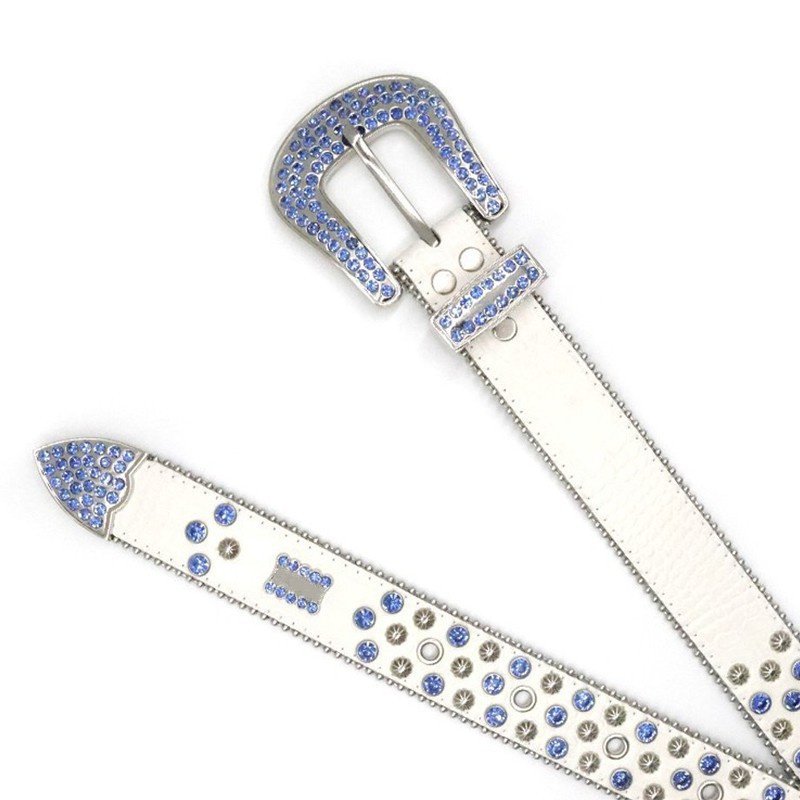Western Cowboy Bling Bling Rhinestones Belt Studded Belt Three Removable Buckle for Men