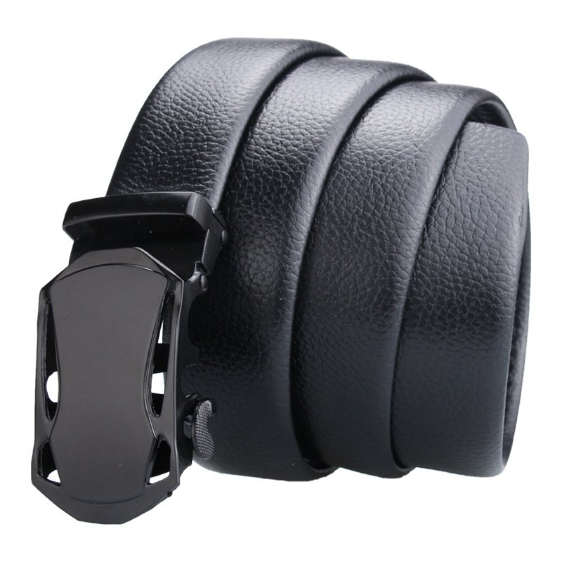 DDA730 Wholesale Male Durable Straps Simple Sliding Ratchet Business Buckle Belts Men Black Automatic Casual Grain Leather Belts
