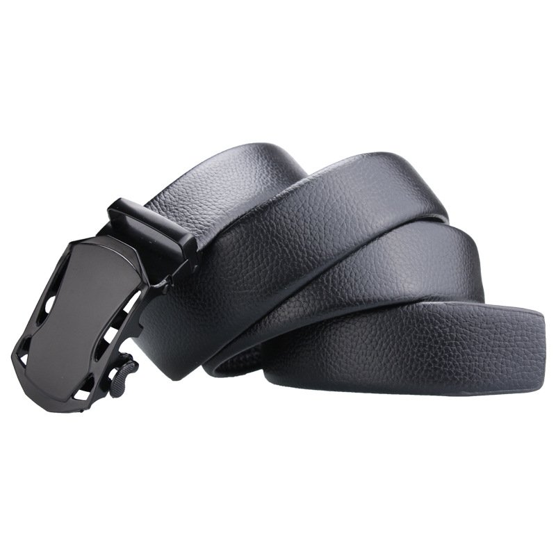 DDA730 Wholesale Male Durable Straps Simple Sliding Ratchet Business Buckle Belts Men Black Automatic Casual Grain Leather Belts