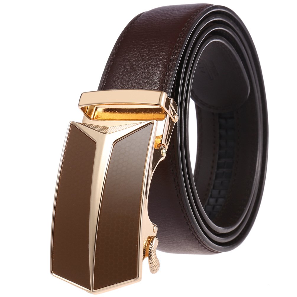 Men's genuine leather belt Business Belt automatic buckle belt, cowhide belt, simple fashion waistband