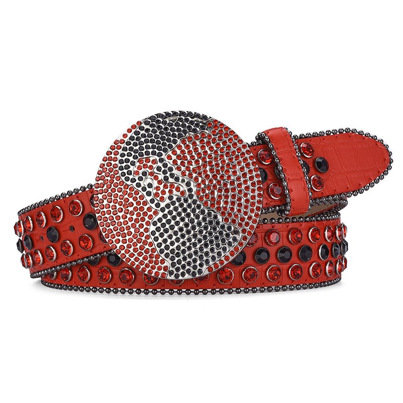 FM Earth buckle rhinestone belt Europe and the United States men hip-hop punk style fashion belts for ladies