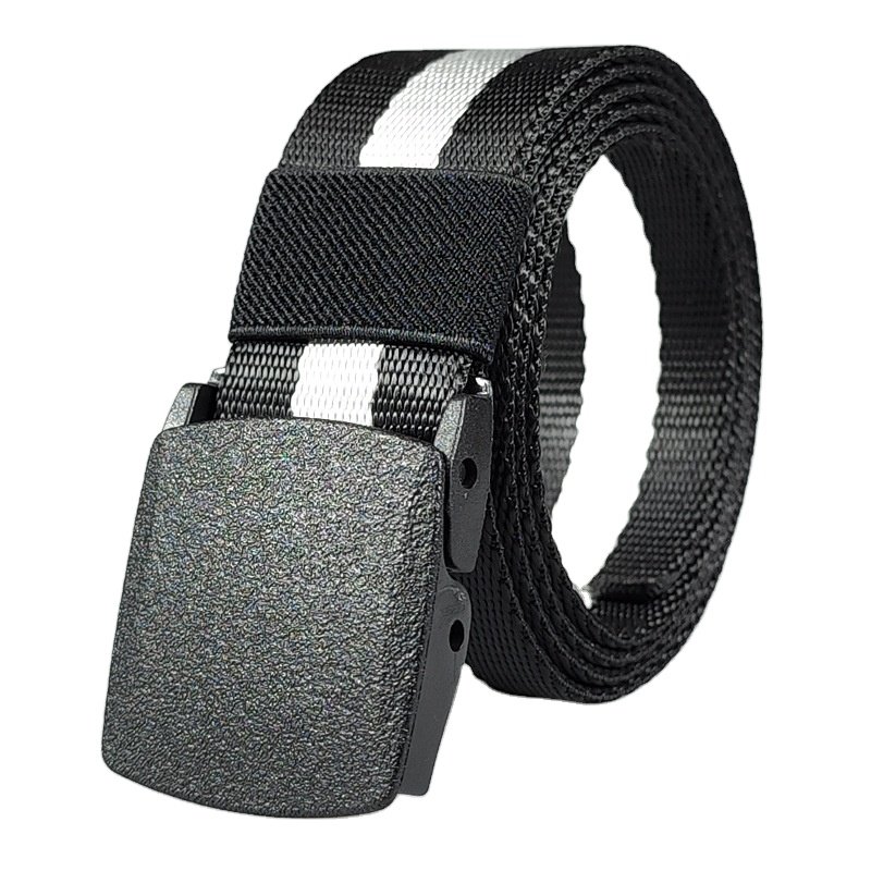 Men's Casual Canvas Nylon Waist Belt Durable Eco-friendly Training Braided Belts for Outdoor Leisure Use Plastic Buckle