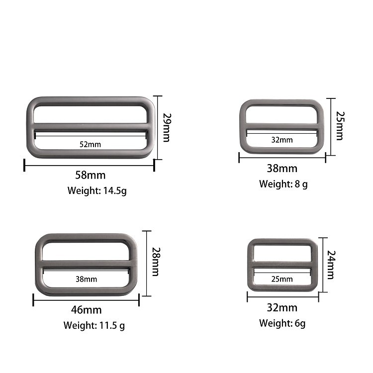 Factory Selling Handbag Strap Buckles Metal Zinc Alloy Webbing Adjuster Multi Color Tri-glide Slider for Handbag Backpack Strap
