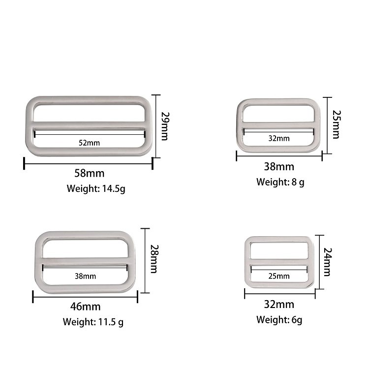 Factory Selling Handbag Strap Buckles Metal Zinc Alloy Webbing Adjuster Multi Color Tri-glide Slider for Handbag Backpack Strap
