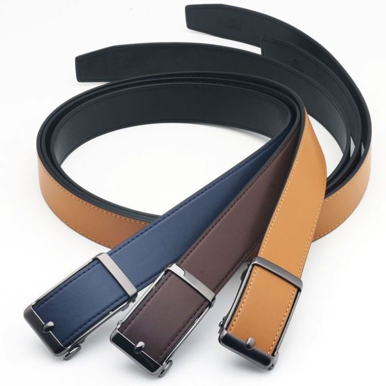 Bullcaptain Luxury Belts Men Leather Belts Genuine Men's Real Leather Ratchet Dress Belt with Automatic Buckle