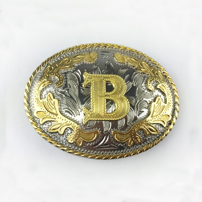 Custom Letters A to Z buckle belt western metal pin belt buckle for mens belt