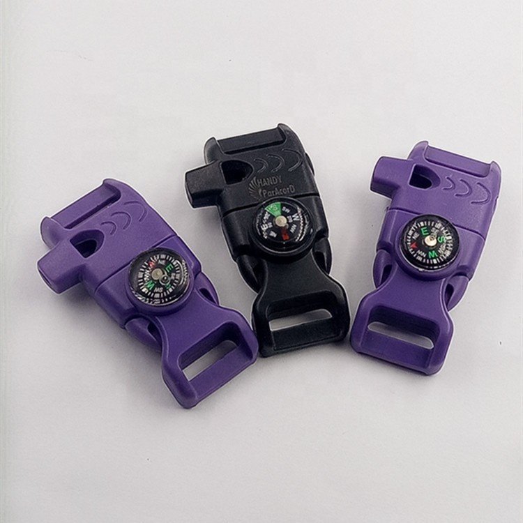 Outdoor Surrvival Paracord Fire Starter Plastic Curved Buckles for Camping Equipment Compass Pin Whistle Buckle Jingxiang CN;GUA