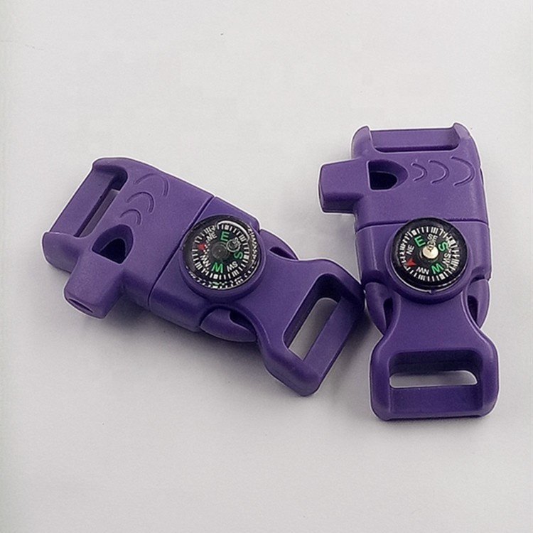 Outdoor Surrvival Paracord Fire Starter Plastic Curved Buckles for Camping Equipment Compass Pin Whistle Buckle Jingxiang CN;GUA
