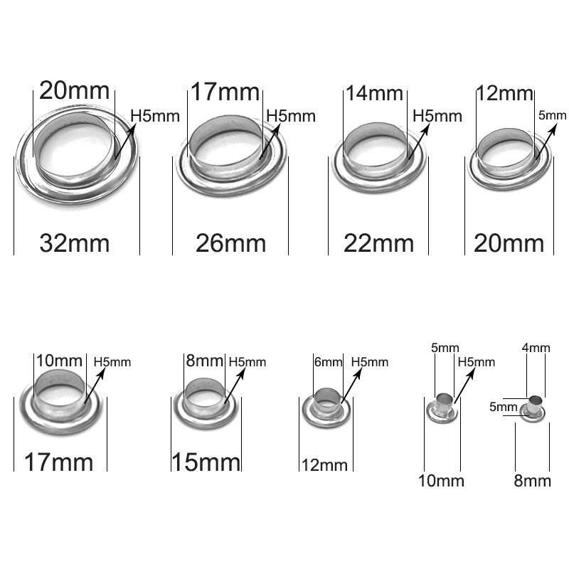 Inside Diameter 3.5-20 mm Stainless Steel Eyelets Button Metal Shoe Eye Buckle Leather Rivets File Bag Rack Hollow Nail button