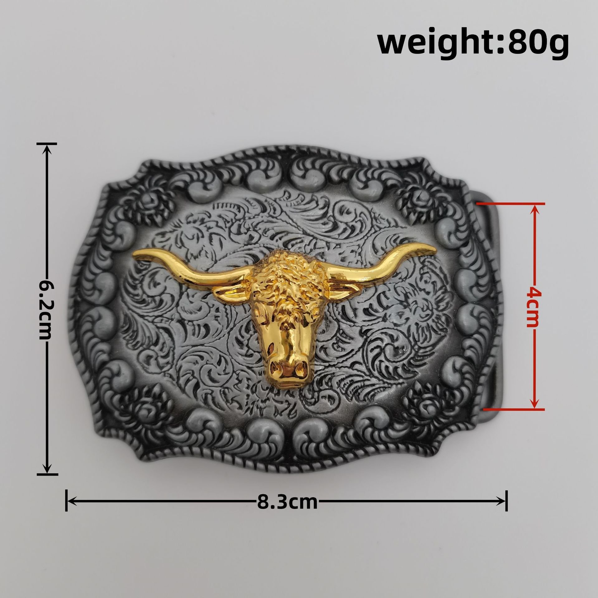 Custom Retro Casual Belt Buckle Smooth Western Cowboy Cow and Horse Head Made of Zinc Alloy with Plating Technique