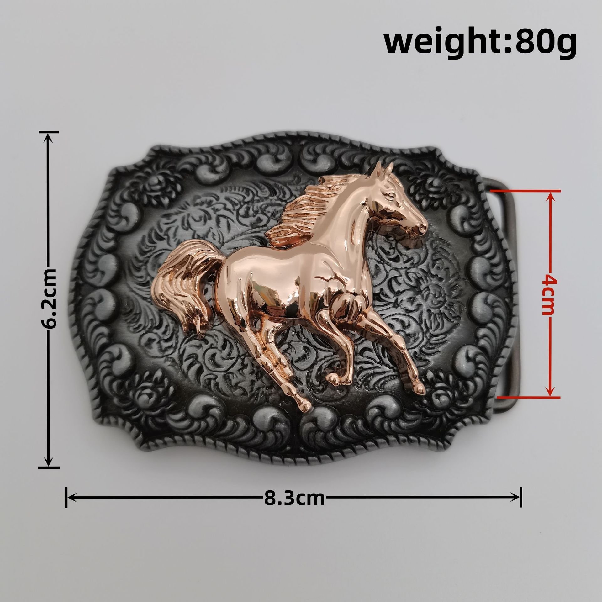 Custom Retro Casual Belt Buckle Smooth Western Cowboy Cow and Horse Head Made of Zinc Alloy with Plating Technique