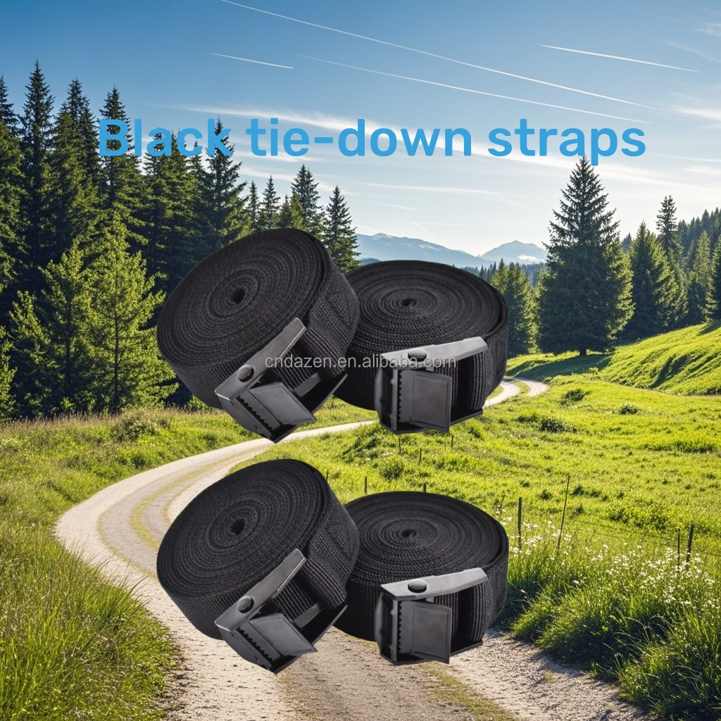 Black Adjustable Cam Buckle Tie-Down Straps Heavy Duty Lashing Straps Motorcycle Cargo Trucks Trailers Black Parts Accessories