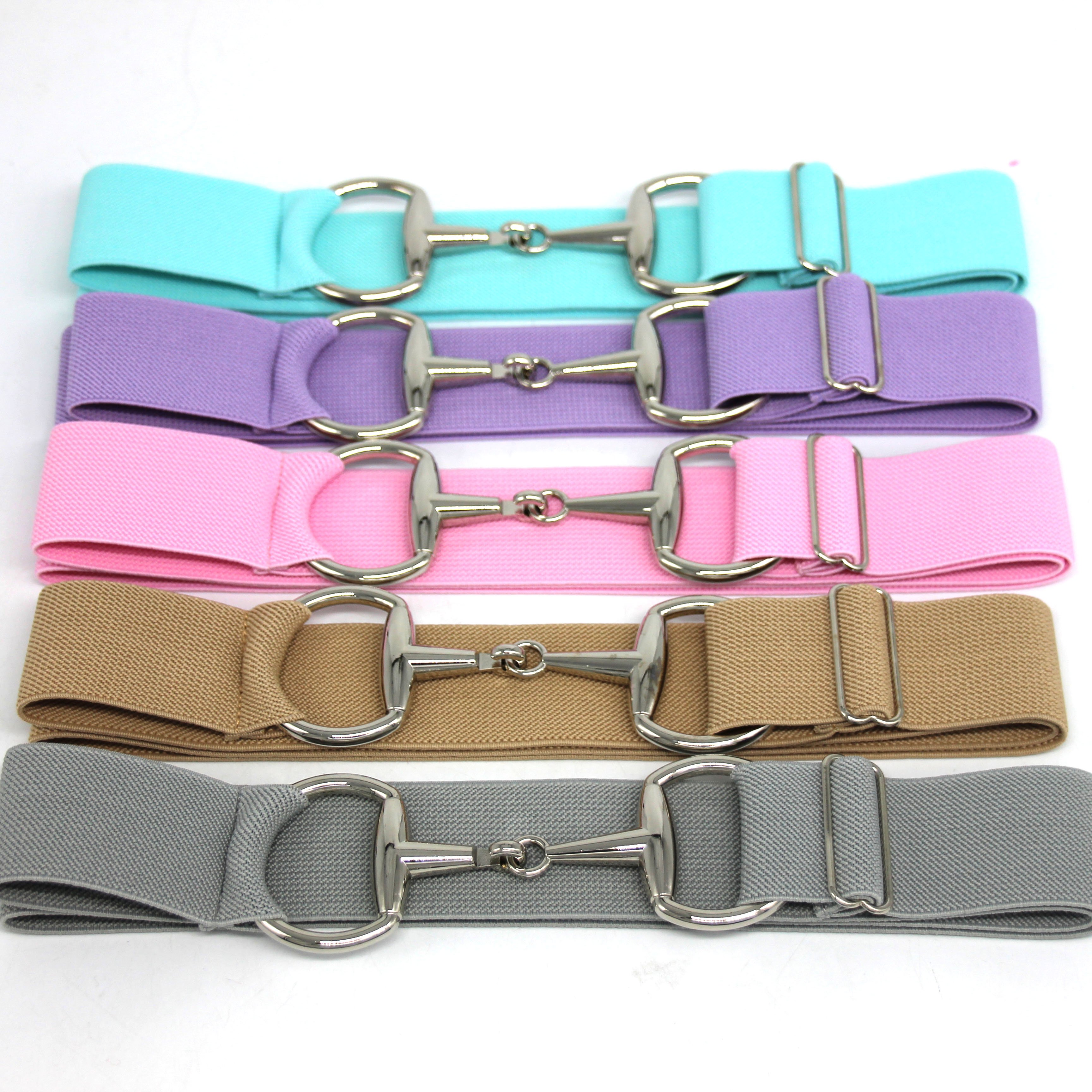 1.5inch 2inch Elastic Equestrian Belt Snaffle Bit Buckle Horseback Riding Belt Nylon Silver Fabric Adjustable Customization