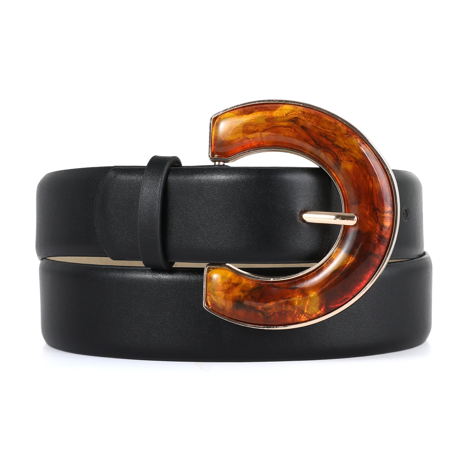 The latest design of acrylic U-shaped belt buckle novel unique hundred match factory custom leather belt women