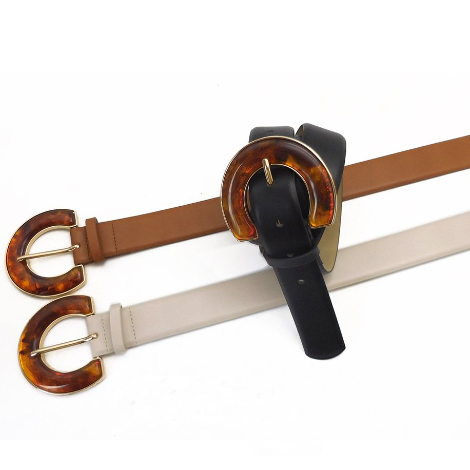 The latest design of acrylic U-shaped belt buckle novel unique hundred match factory custom leather belt women