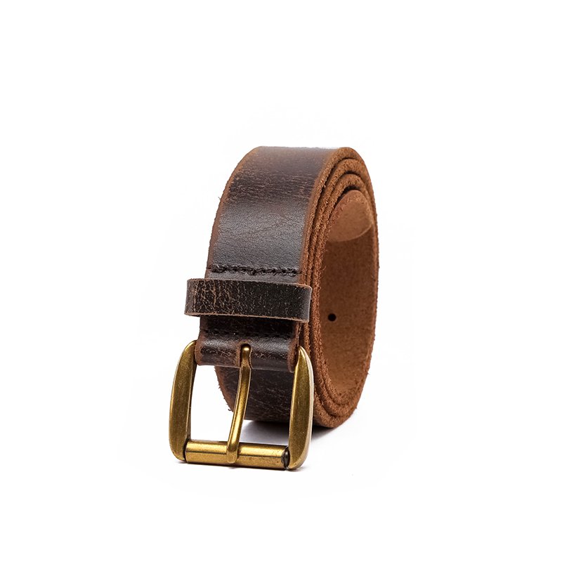 High quality archaistic cow leather belt with pin buckle upper leather customize logo and color