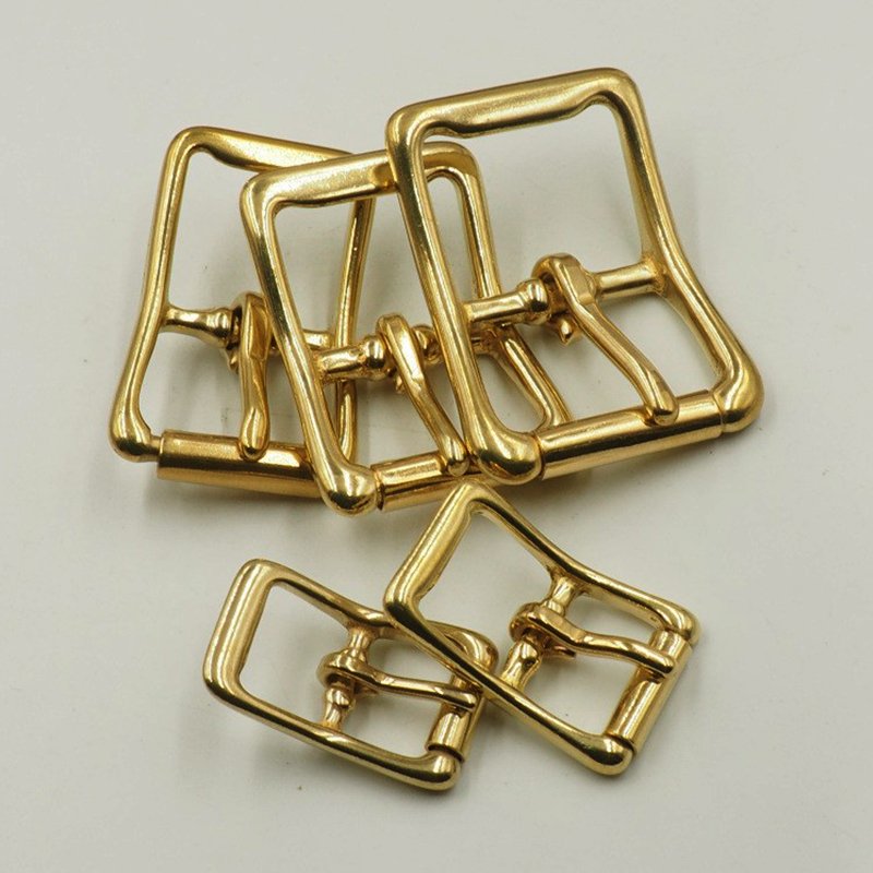 Wholesale leather dog leash accessories pin buckle high quality strong metal solid brass strap buckle