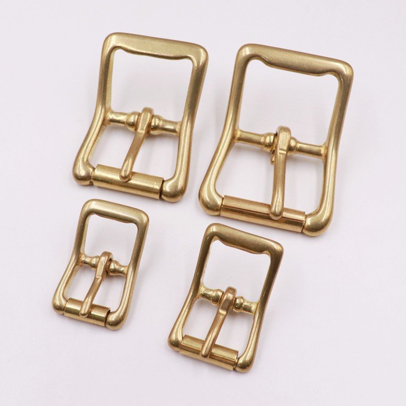 Wholesale leather dog leash accessories pin buckle high quality strong metal solid brass strap buckle
