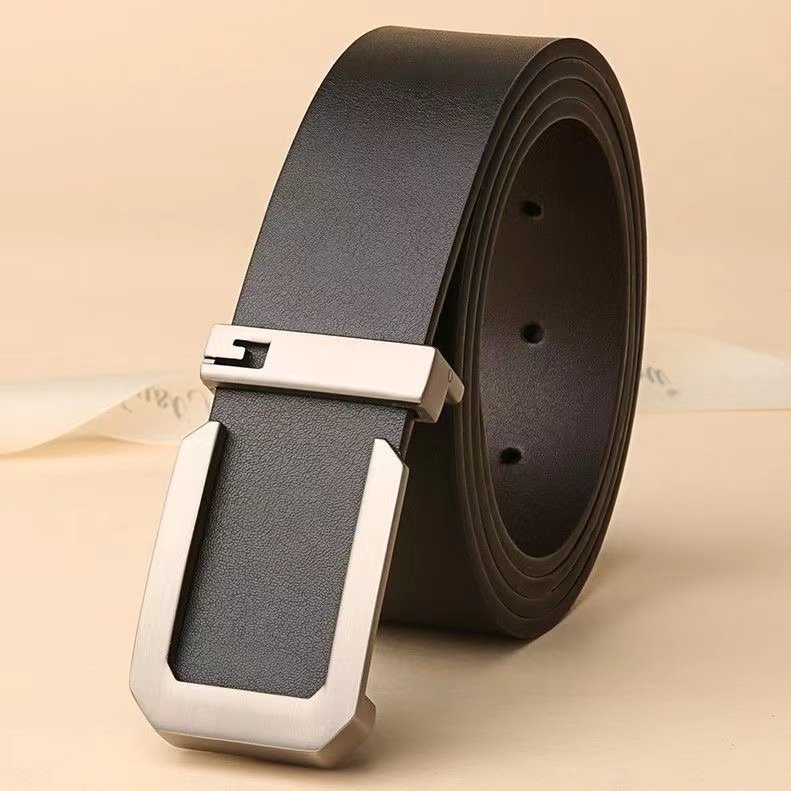 Men's leather Business automatic buckle leather belt Simple fashion belt brand designer belt