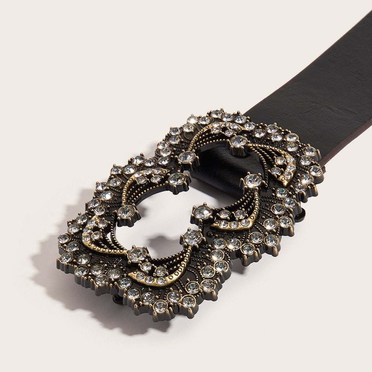 Fashion Rhinestone Flower Buckle Belt Ladies Punk Style Pu Belt Personality Fake Leather Belt For Jeans Dress