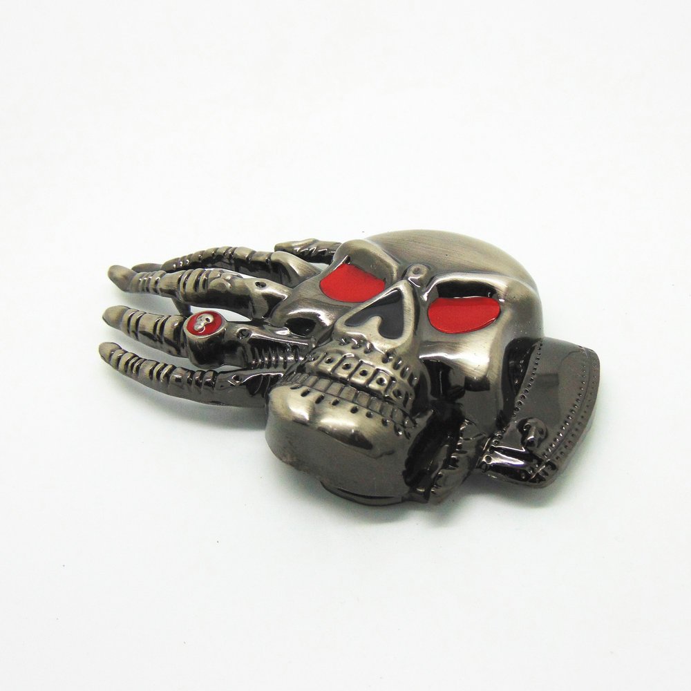 40mm Customized metal personal designed zinc alloy casting western cowboy skull style head belt buckle fashion