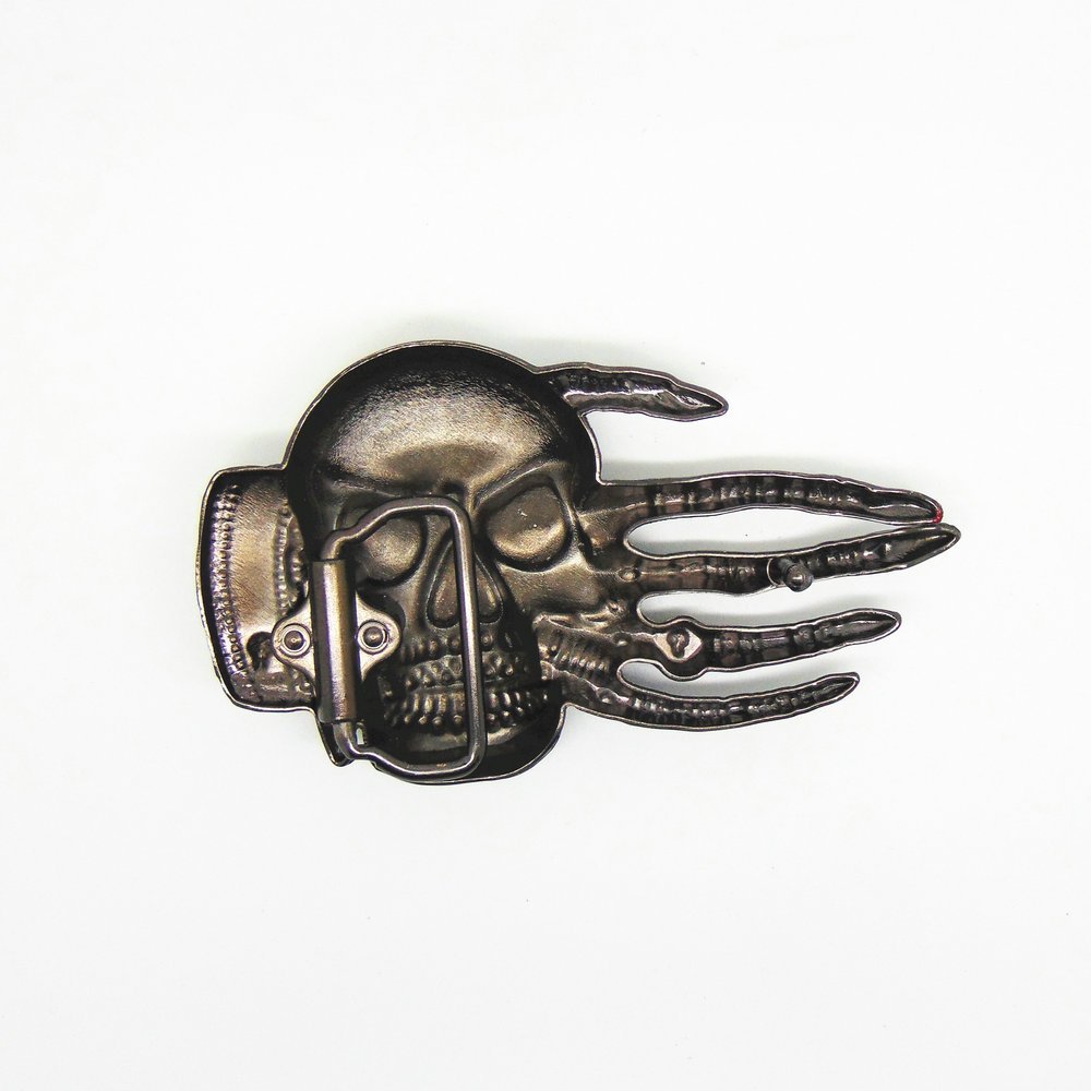 40mm Customized metal personal designed zinc alloy casting western cowboy skull style head belt buckle fashion