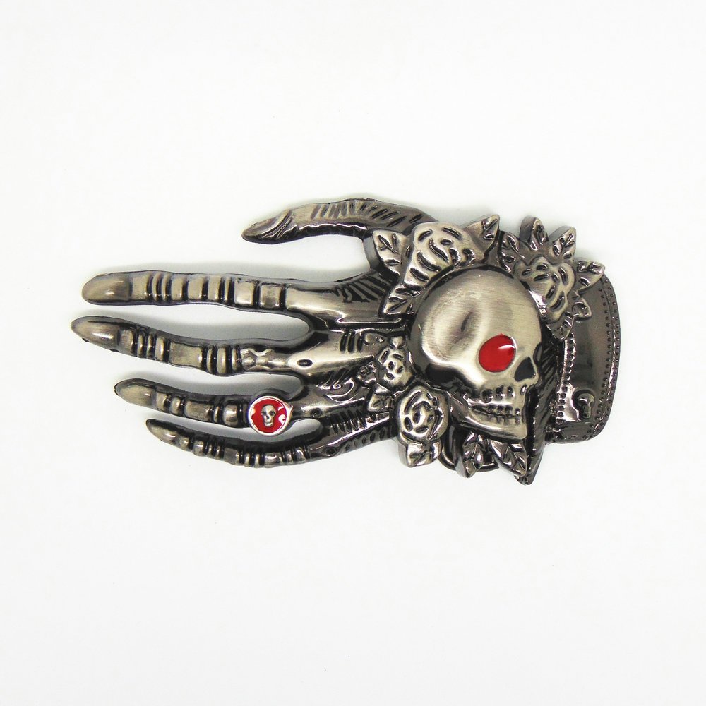 40mm Customized metal personal designed zinc alloy casting western cowboy skull style head belt buckle fashion
