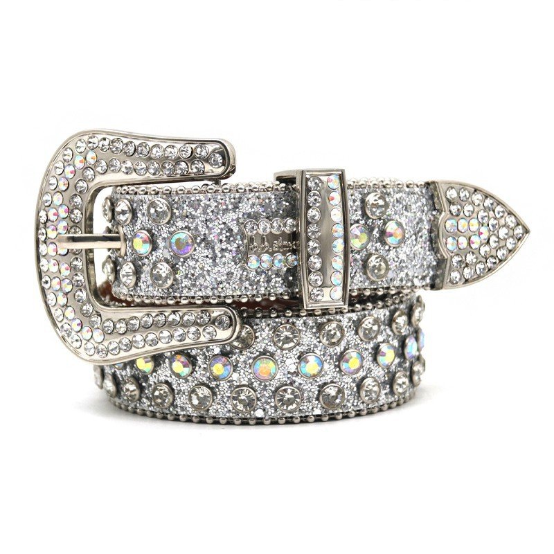 Fast Delivery Luxury Crystal Men and Women Unisex Diamond Rhinestone Western Sparkle Designer Leather Belts