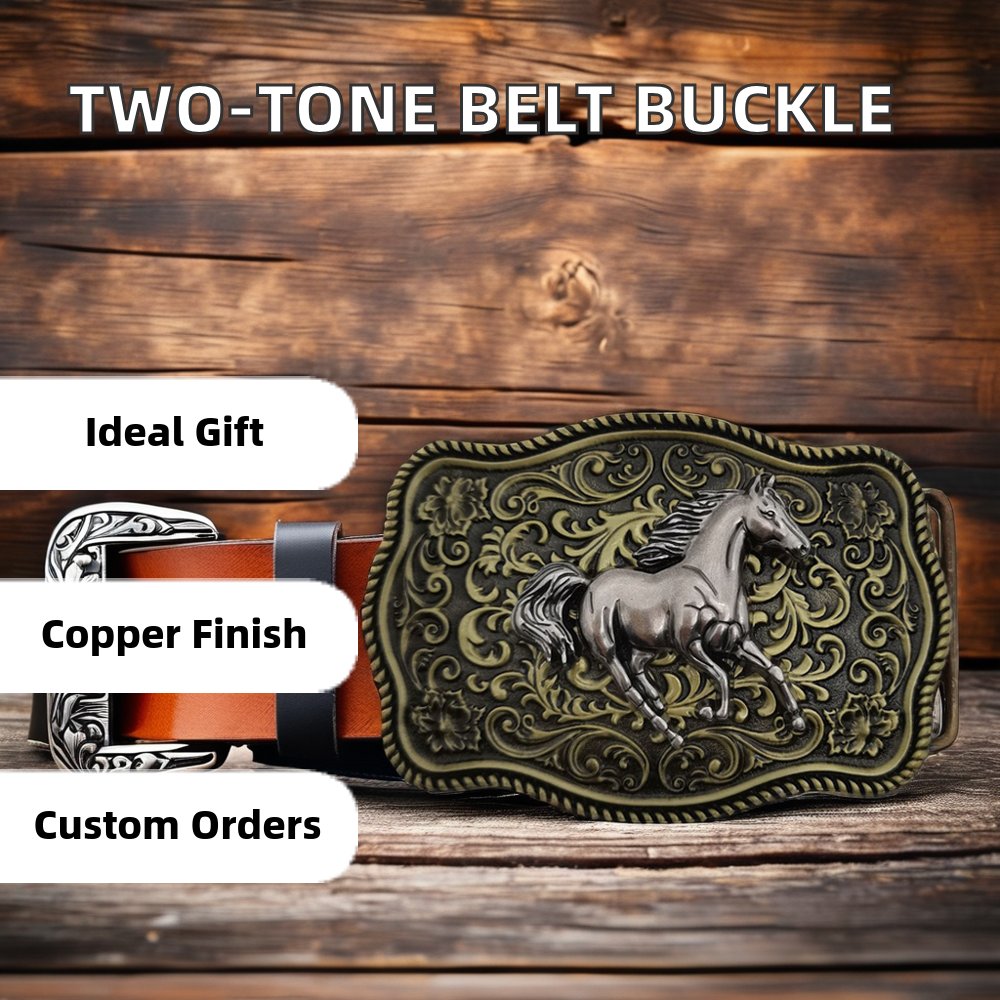 Zinc Alloy Tang Grass Flower Horse Belt Buckle Retro Casual 20mm Western Cowboy Belt Buckle Embossed Logo Plating Men's Garments