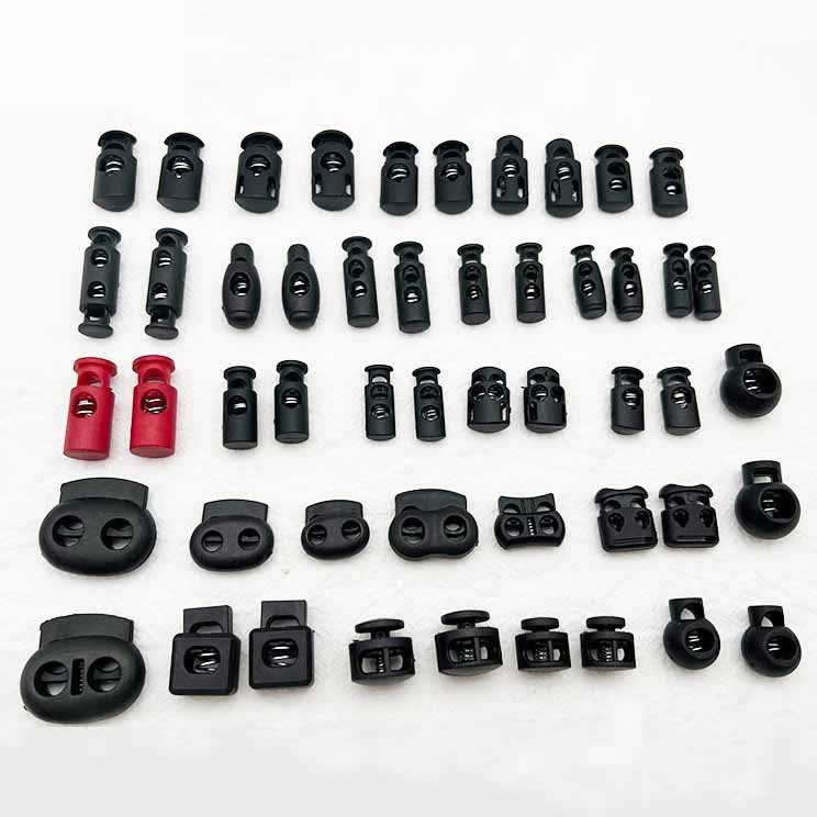 Spot Clothes Buckle Two Holes Metal Spring Black Plastic Adjustable Sliding Drawstring Buckle