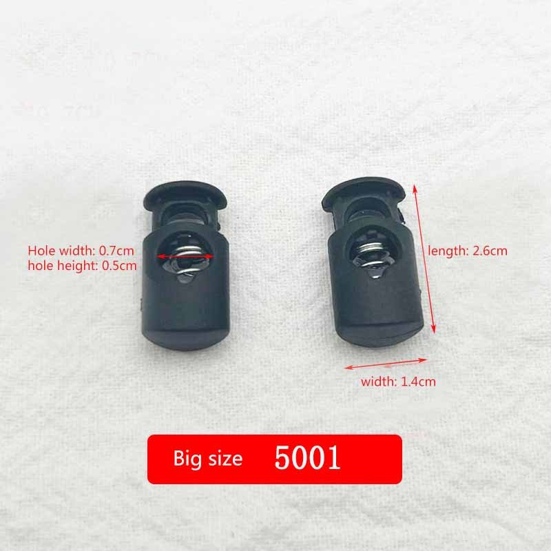 Spot Clothes Buckle Two Holes Metal Spring Black Plastic Adjustable Sliding Drawstring Buckle
