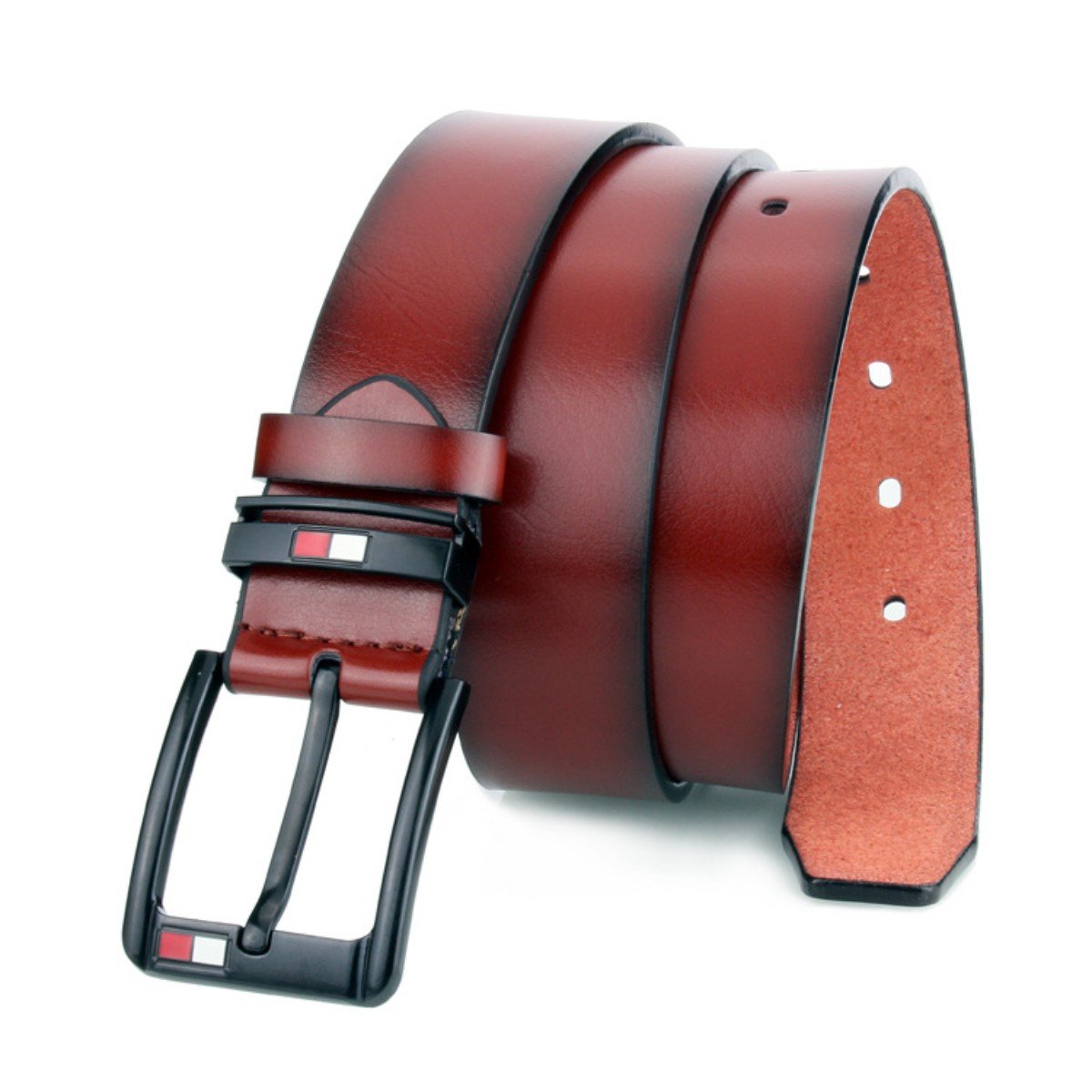 Registered Trademark Aliexpress New Retro PU Belts Men's Belt Modelled after an Antique Hundred Buckle Young Belt Manufacturers