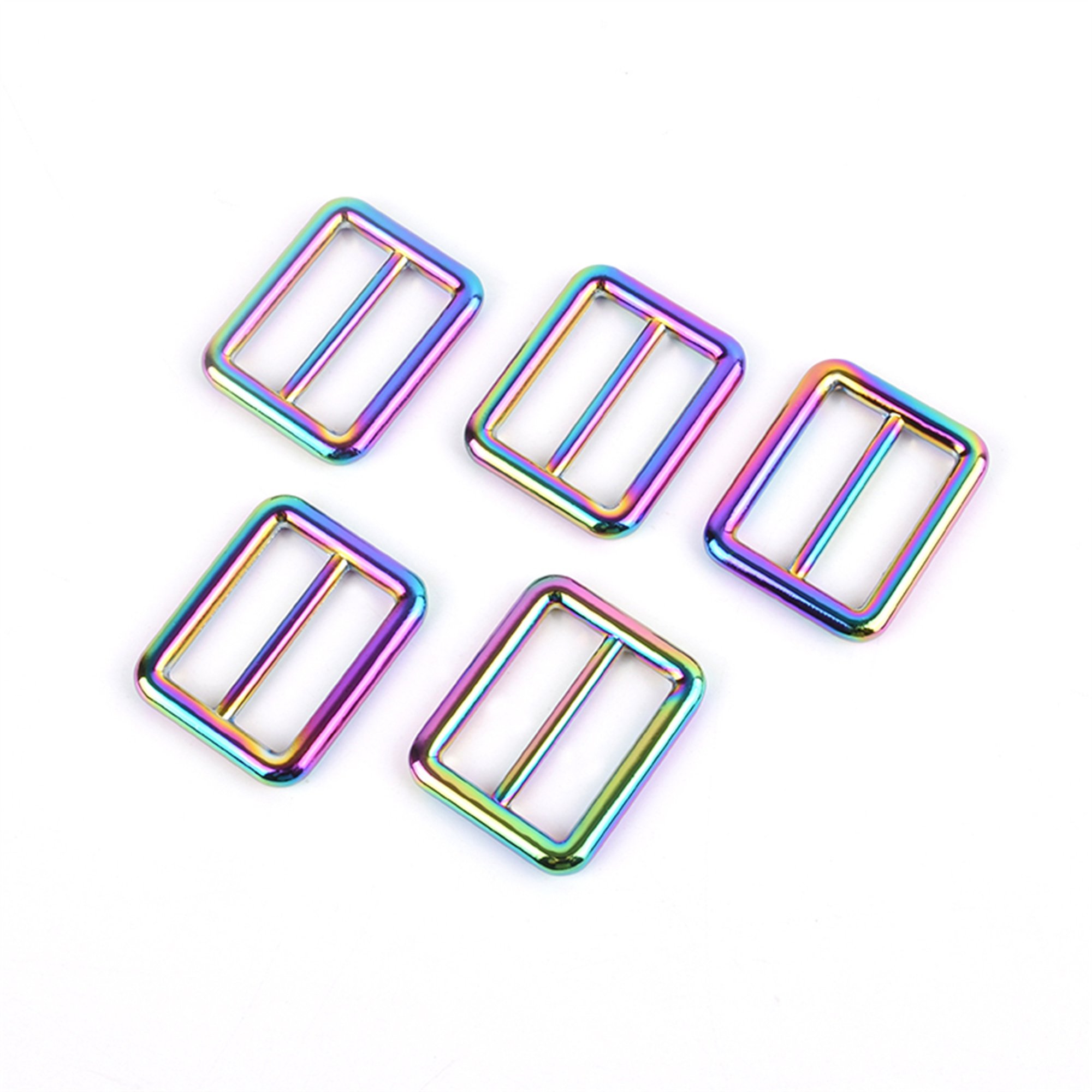 Ivoduff tri-glide slider adjustable webbing buckle 25mm rainbow metal alloy adjustable slider buckle