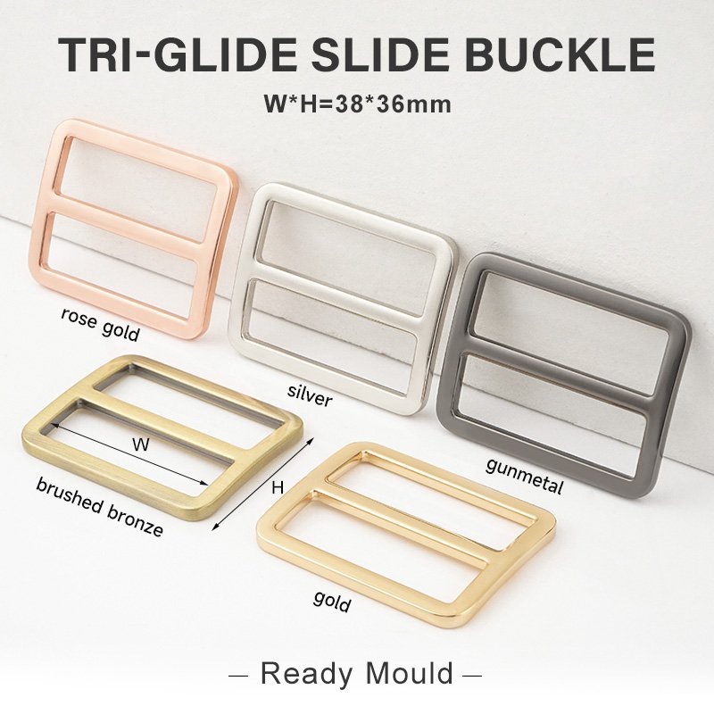 Bag Hardware Factory 1.5 Inch Brushed Bronze Adjustable Buckle Metal 38mm Gold Nickel Slide Adjuster Buckle for Handbags