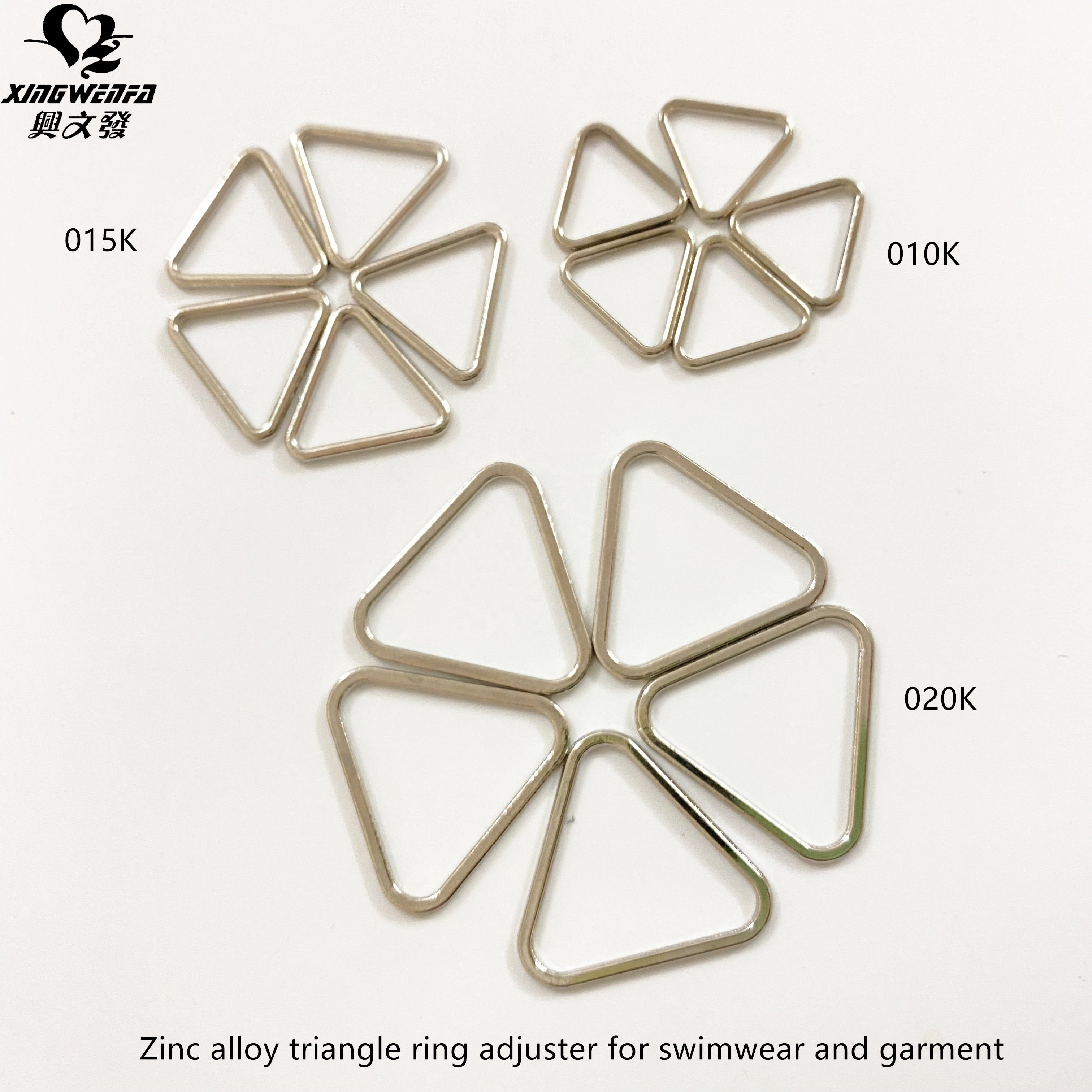 Swimwear accessories bra buckles triangle shape silver zinc alloy bra strap ring adjuster