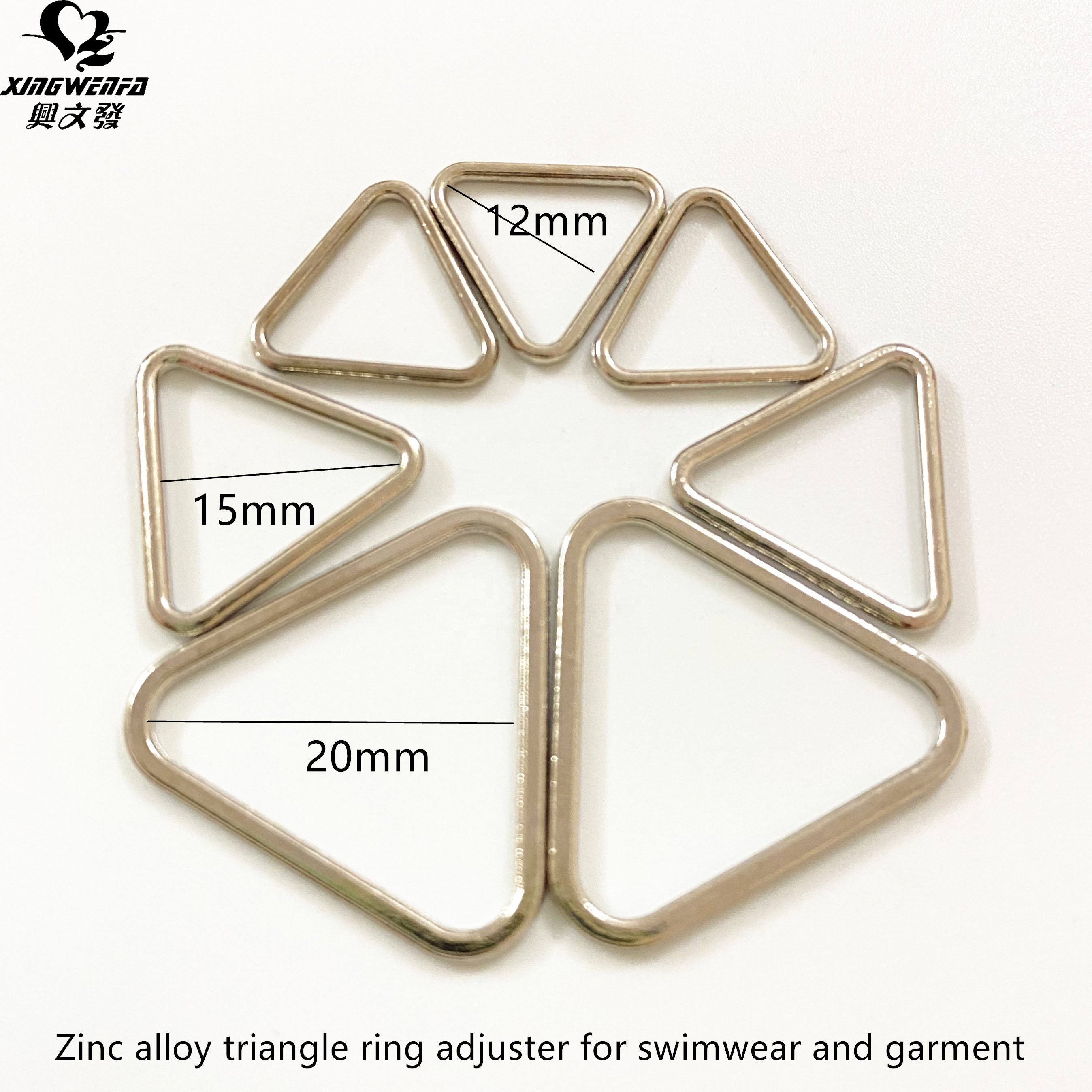 Swimwear accessories bra buckles triangle shape silver zinc alloy bra strap ring adjuster
