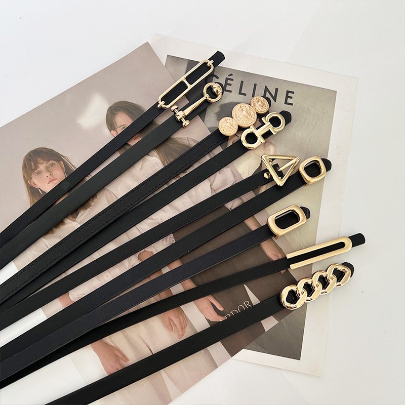 New Retro Thin Belt Ladies Fashion Metal Buckle Belt Versatile Decorative Ladies Chain