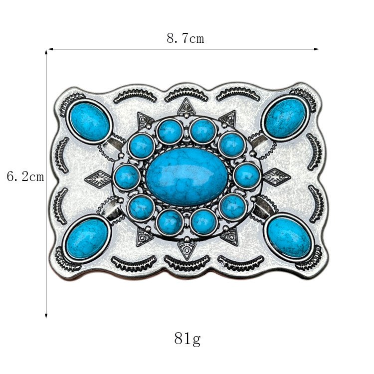 square shape western cowboy plate buckle Vintage gemstone western belt buckle for men