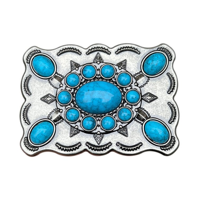 square shape western cowboy plate buckle Vintage gemstone western belt buckle for men