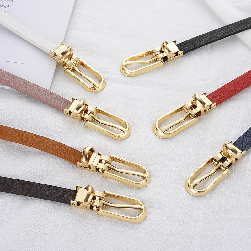 Wholesale Lady Dress Waist Belt Gold Pin Buckle Pu Leather Belt