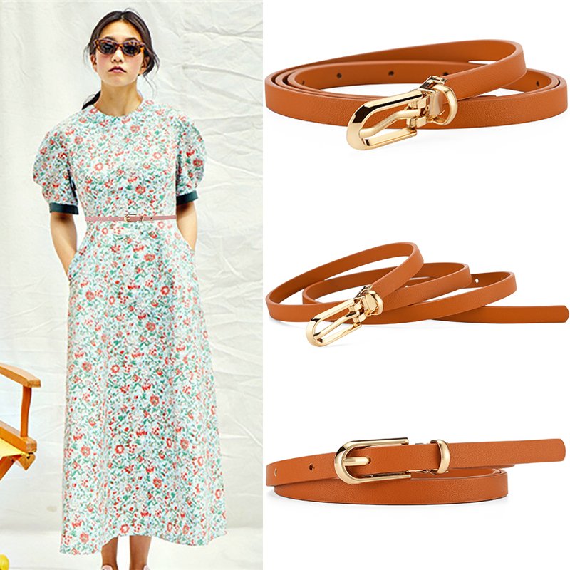 Wholesale Lady Dress Waist Belt Gold Pin Buckle Pu Leather Belt