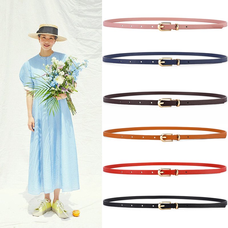 Wholesale Lady Dress Waist Belt Gold Pin Buckle Pu Leather Belt