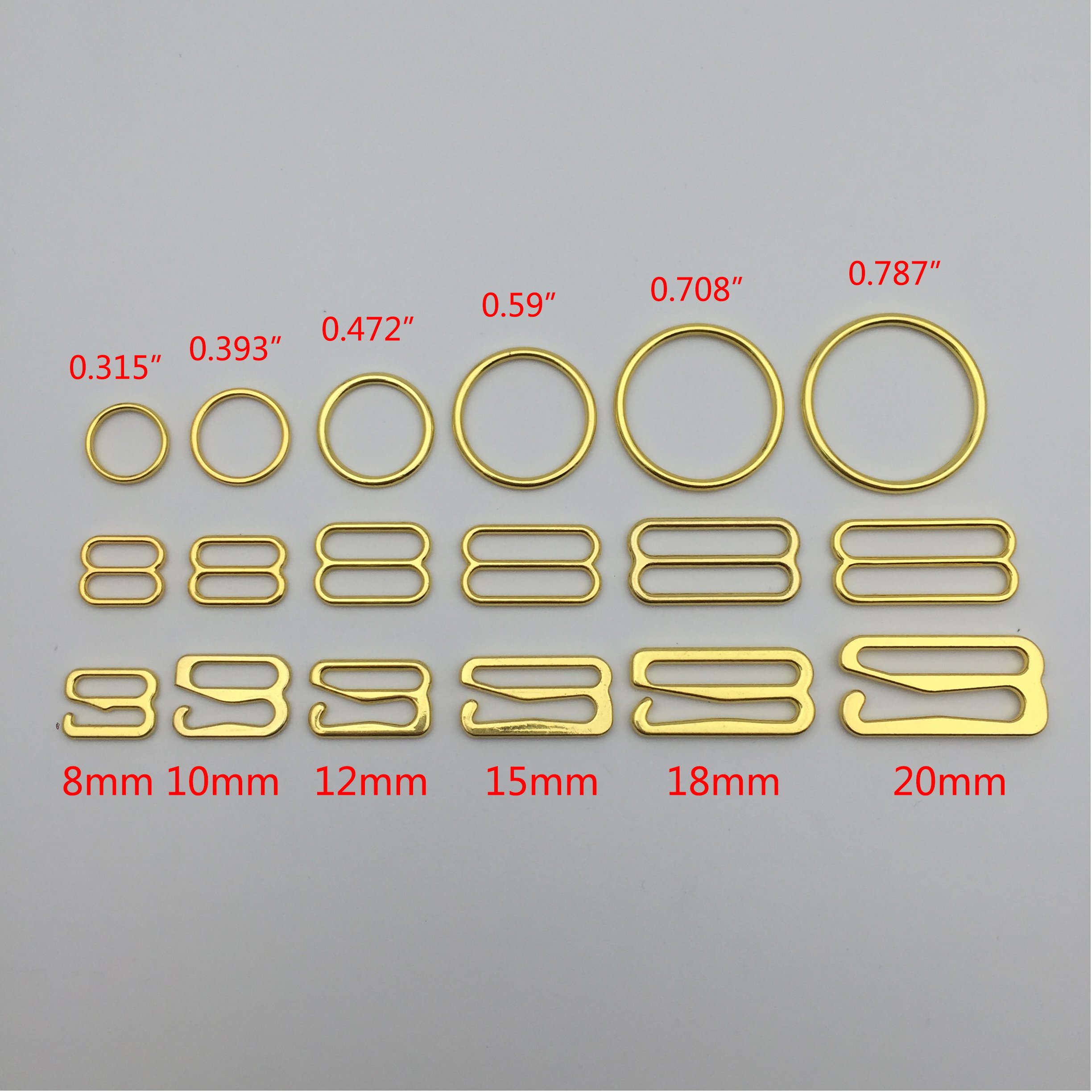 Factory Custom Rose Gold Metal Adjuster Bra Ring Slider Hook Metal Bra Buckle For Swimwear