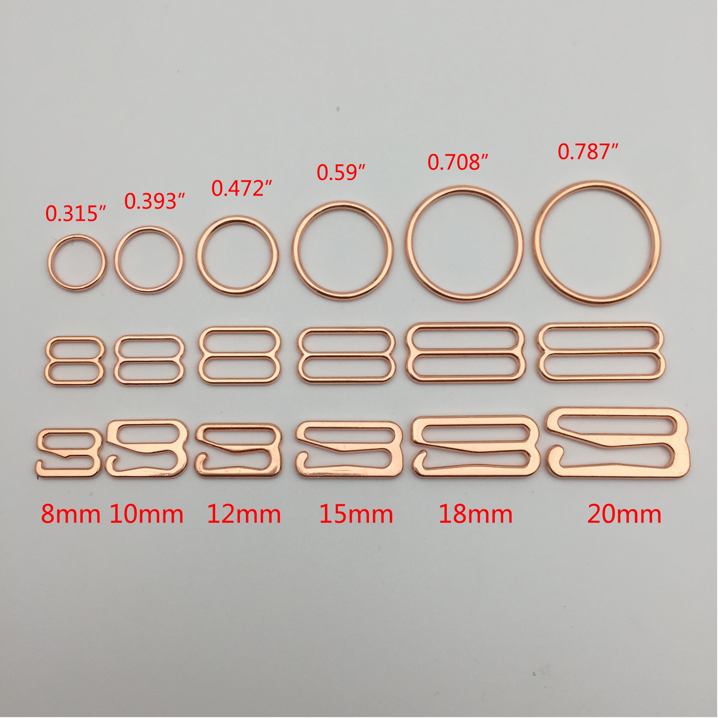 Factory Custom Rose Gold Metal Adjuster Bra Ring Slider Hook Metal Bra Buckle For Swimwear